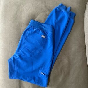 Figs royal blue jogger scrub pants, small tall